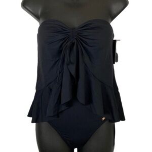 VINCE CAMUTO  Black 2-Piece Cruise Swimsuit NWT XS Convertible Strapless Tankini